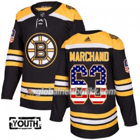Boston Bruins Hockeydrakt Brad Marchand 63 2017-2018 USA Flag Fashion Svart Adidas Authentic - Barn